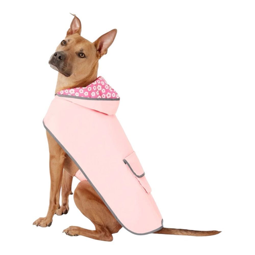 Frisco Lightweight‎ Reversible Packable Travel Pink Dog Raincoat. Size Medium.